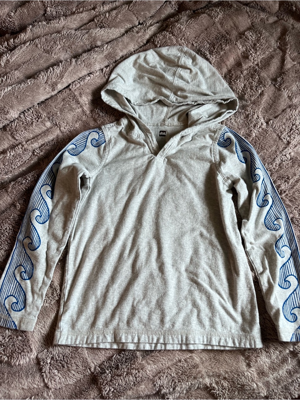Tea Collection Hooded Tee size 6 Grey Long Sleeve T-Shirt Boys or Girls